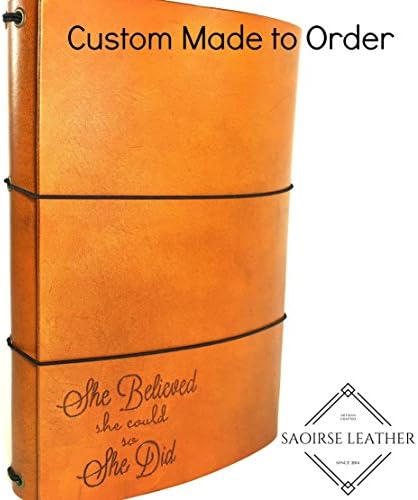 The "Fiona" Custom Leather Tri-fold Traveler's Notebook with Inspirational Quote
