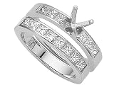 1.25 cts Princess Diamonds Wedding Set - Platinum, 18kt White or Yellow Gold