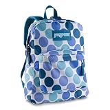JanSport Superbreak Blue Purple Polka Dots Spots School Backpack