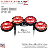 Big Kiss White on Red Skin by WraptorSkinz fits Rock Band Drum Set for Nintendo Wii, XBOX 360, PS2 &