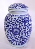 Ceramic Blue Print Large Tea Storage Jar