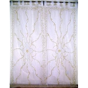 Buy 2 White Handmade Window Treatments Tab Sheer Curtains now!