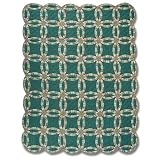 Green Double Wedding Ring, Quilt Queen 85X 95 by Patch Quilts
