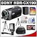 Sony Handycam HDR-CX190 1080p HD Video Camera Camcorder (Black) with 32GB Card + LED Video Light + Battery + Tripod + Case + Accessory Kit