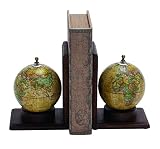 Deco 79 Wood Metal Globe Book End, 8 by 6-Inch