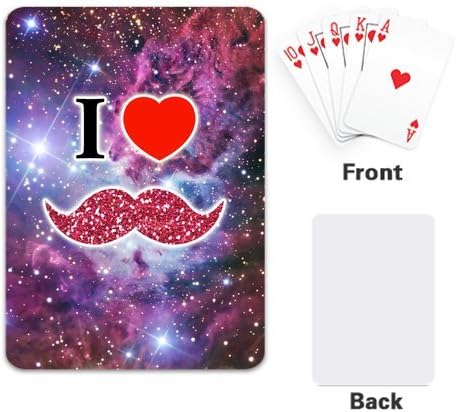 Galaxy nebula I Love Mustache Custom Playing Cards Design Single Side 2.5" x 3.5"