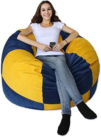 koze fom Shredded Foam Bean Bag 50-inch Gold and Royal Blue