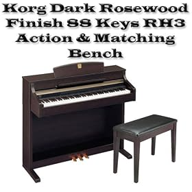 Korg C520DR Dark Rosewood Finish 88 Keys 40 Sounds RH3 Action With Matching Bench