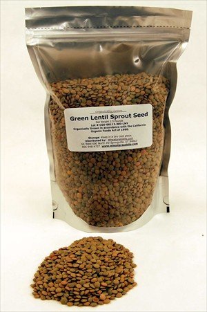 2.5 Lbs Green Lentil Sprouting Seed - Certified Organic - 2.5 Lb. Re-sealable Pouch -... by C & F Popcorn