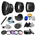 Essential Lens and Filter Kit for CANON Rebel (T3i T3 T2 T2i T1i XT XTi XSi XS), CANON EOS (1000D 1100D 600D 550D 500D 450D 400D 350D 300D 7D 60D) - Includes: 58mm Professional Fisheye Lens + 0.43x Wide Angle and 2.0x Telephoto High Definition Lenses + Macro Close up Set (+1+2+4+10) + Tulip Flower Lens Hood + Center Pinch Lens Cap + Filter Kit (UV, Polarizing, Fluorescent) + 2 Graduated Color Filters (Warming, Blue) + Flash Diffuser Set + Lens Cleaning Pen + Deluxe Cleaning Kit + 3 Premium Goja Microfiber Cleaning Cloths and Microfiber Pouch Keychain