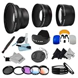 Essential Lens and Filter Kit for CANON Rebel (T3i T3 T2 T2i T1i XT XTi XSi XS), CANON EOS (1000D 1100D 600D 550D 500D 450D 400D 350D 300D 7D 60D) – Includes: 58mm Professional Fisheye Lens + 0.43x Wide Angle and 2.0x Telephoto High Definition Lenses + Macro Close up Set (+1+2+4+10) + Tulip Flower Lens Hood + Center Pinch Lens Cap + Filter Kit (UV, Polarizing, Fluorescent) + 2 Graduated Color Filters (Warming, Blue) + Flash Diffuser Set + Lens Cleaning Pen + Deluxe Cleaning Kit + 3 Premium Goja Microfiber Cleaning Cloths and Microfiber Pouch Keychain