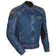 Cortech DSX Men's Denim Street Motorcycle Jacket w/ Free B&F Heart Sticker Bundle - Blue