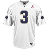 NCAA adidas Notre Dame Fighting Irish #3 Breast Cancer Awareness Replica Football Jersey - White (Large)
