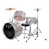 Musical Instruments : GP Percussion 3-pc. Complete Junior Drum Set - Metallic Silver