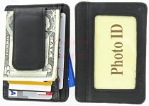 910EB Fine Leather Hand Crafted Mans Man's Mens Men's Mini Wallet ID Credit Card Holder with Megnetic Money Clip