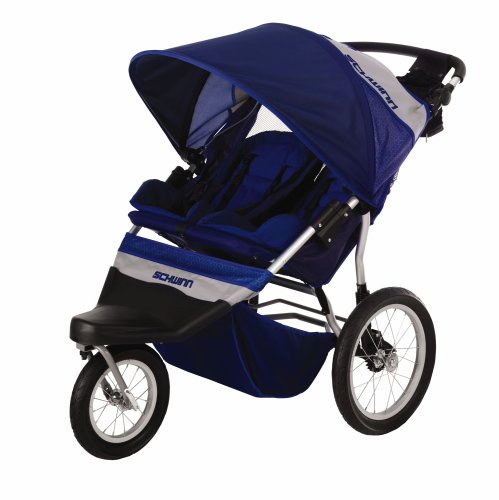 Schwinn Free Wheeler 2 Double Swivel Wheel Jogging Stroller (Blue/Gray)