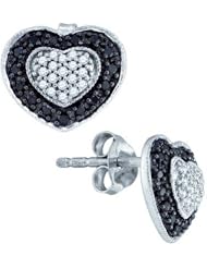10KT White Gold 0.51 CTW Diamond HEART Earrings