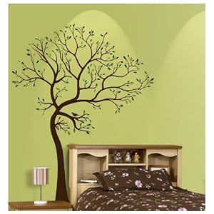 6ft Tree Brown & Green with Bird Wall Decal Deco Art Sticker Mural