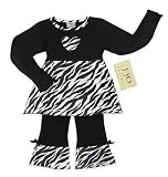 JoJo Designs 2 Piece Long Sleeve Zebra Print Infant Girl Outfit, 6 to 12 Months
