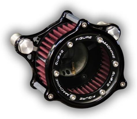 FIGURE MACHINE - XLFLOW-VISION4 - SPORTSTER AIR CLEANER WITH 4" K&amp;N FILTER AND VIVID BLACK POWDER COAT - CLEAR
