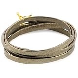 gorjana Graham Gold-Tone Five Wrap Pewter Leather B