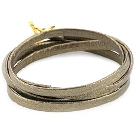 gorjana Graham Gold-Tone Five Wrap Pewter Leather Bracelet