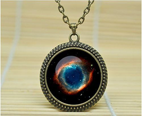 ArtShop Art Necklace Nebula Pendant Galaxy Nebula Necklace Purple Blue Red Greenturquoise White Silver Jewelry Glass Cabochon Necklace A0817