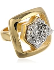 Roman Luxe Two-Tone Square Shaped Nugget Domed Ring, Size 7