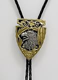 Arrowhead w/ Eagle Black/Gold Enamel Bolo Tie