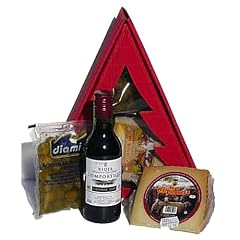 Kleines K�se-Set mit Rotwein aus der Rioja