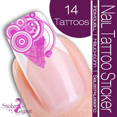 Nail Tattoo Sticker Deko Ecke / Kreis - flieder Preisvergleich