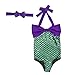 Newland Girl's One Piece Mermaid Swimwear Swimsuit Bathing Suit+Headband 90