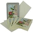 Bird and Flower Cavallini Boxed Cards and Envelopes, Set of 10 with Vintage Look