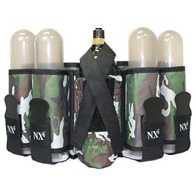 NXE SP Series 4+1 Pod and Tank Paintball Harness - Woodland Camo