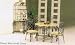 5 pc white marble and metal dining table set