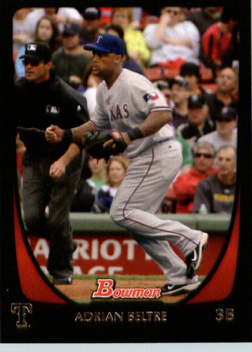 2011 Bowman Baseball Card # 34 Adrian Beltre - Boston Red Sox - MLB Trading Card in a Protective Display Case