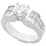 One of a Kind 3 ctw GIA Cert Round Princess & Baguette Diamond Ring in Platinum
