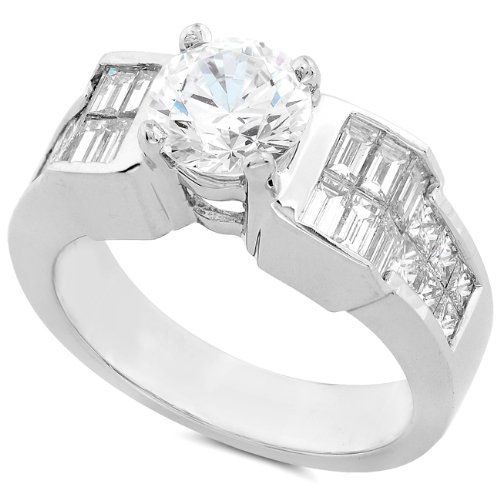 One of a Kind 3 ctw GIA Cert Round Princess & Baguette Diamond Ring in Platinum