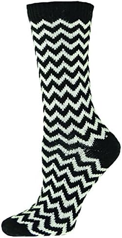 Posh Socks Chevron Crew Womens Cashmere Blend Socks ( Black - Medium )