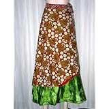 Apple Red Reversible Double Layer Sari Silk Magic Wrap Around Skirt