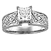 14K White Gold Diamond Celtic Style Engagement Ring Semimount - 0.16 Ct. - CENTER STONE NOT INCLUDED