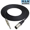 GLS Audio 12ft Patch Cable Cords - XLR Male To 1/4" TRS Black Cables - 12` Balanced Snake Cord - SINGLE