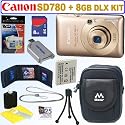 Canon PowerShot SD780IS 12.1 MP Digital Camera (Gold) + 8GB Deluxe Accessory Kit