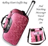 Brighton Inspired PINK Alligator Heart Rolling Duffle & Messenger Bag