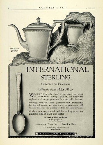 Best Cheap 1922 Ad International Silver Pantheon Design Teapot Set Sterling Meriden Spoon - Original Print Ad