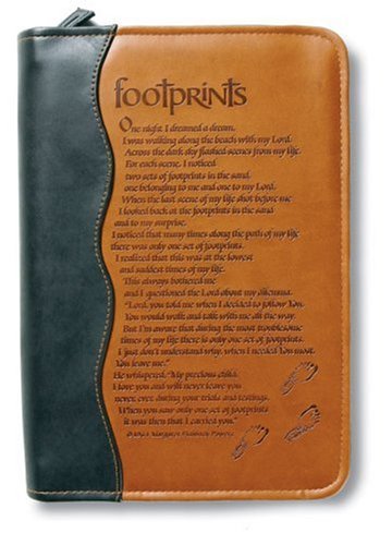 Italian Duo-Tone Footprints Medium-Size Book/Bible Cover under Bible Covers in The Books Store