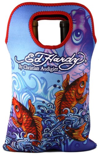 Ed Hardy Neoprene Double Wine Beverage Tote Koi Fish