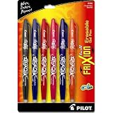 Pilot FriXion Ball Erasable Gel Pens, Fine Point, Assorted Colors 6-Pack, Black/Blue/Red/Pink/Orange/Purple (FX7C6001) ~ Pilot