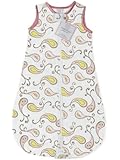 SwaddleDesigns zzZipMe Sack with 2-Way Zipper, Cotton Flannel Wearable Blanket, Triplets Paisley in Pastel Pink 6-12 months