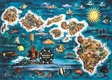 HAWAIIAN / SOUTH PACIFIC PRINTS BLUE MAP